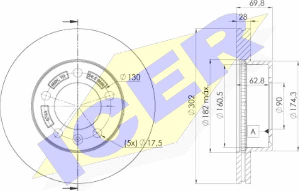 Icer 78BD8766-2 - Тормозной диск autosila-amz.com