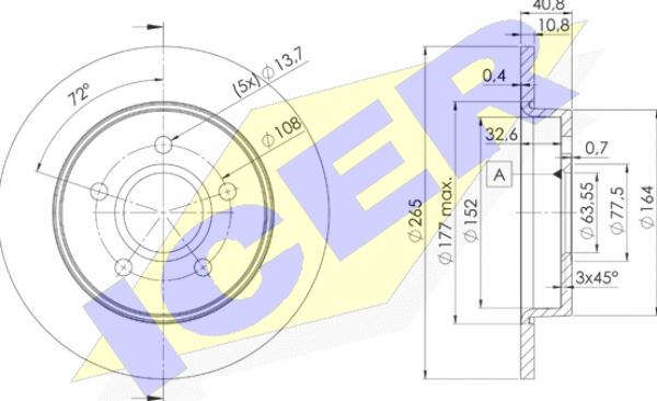 Icer 78BD3965-2 - Тормозной диск autosila-amz.com