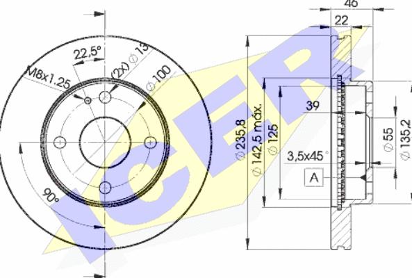 Icer 78BD3265-2 - Тормозной диск autosila-amz.com