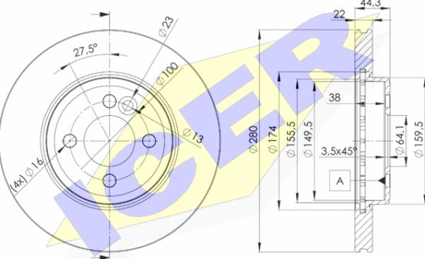 Icer 78BD2893-2 - Тормозной диск autosila-amz.com