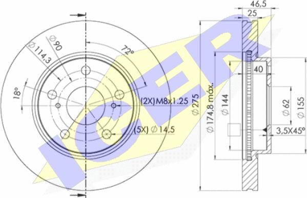 Icer 78BD2881-2 - Тормозной диск autosila-amz.com