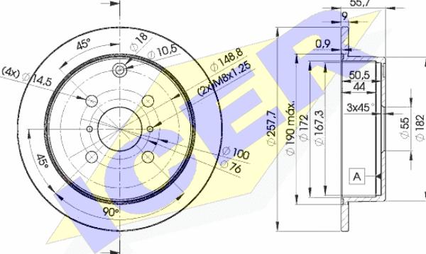 Icer 78BD2251-2 - Тормозной диск autosila-amz.com