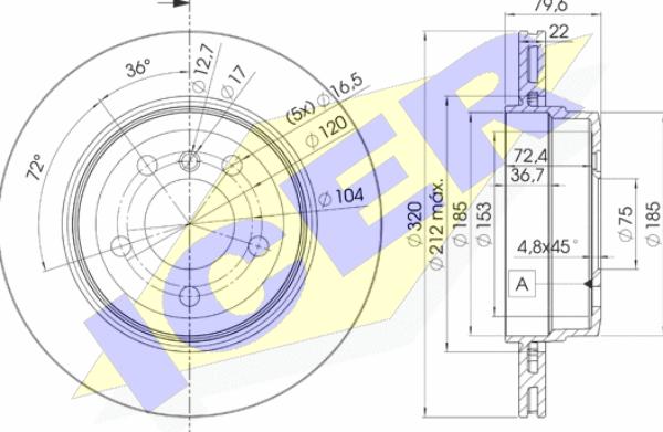 Icer 78BD2218-2 - Тормозной диск autosila-amz.com