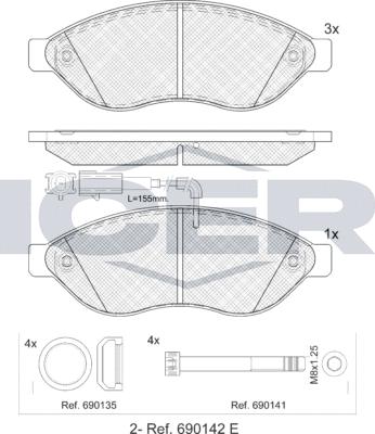 Icer LM1803 - Тормозные колодки, дисковые, комплект autosila-amz.com