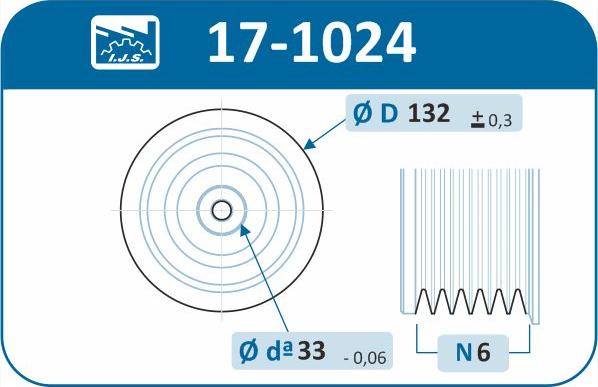 IJS GROUP 17-1024 - Шкив демпферный привода ручейкового ремня IJS autosila-amz.com
