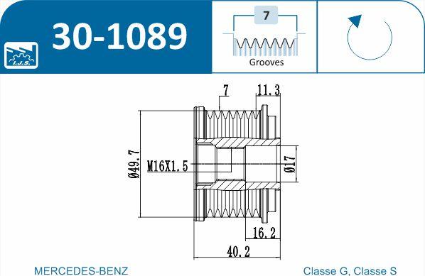 IJS GROUP 30-1089 - Шкив генератора, муфта autosila-amz.com