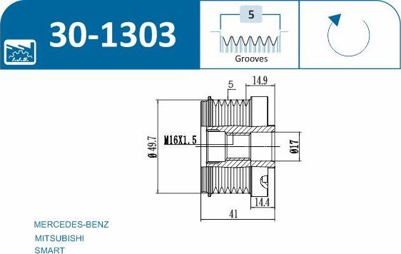 IJS GROUP 30-1303 - Шкив генератора, муфта autosila-amz.com