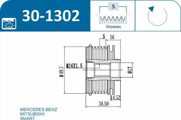 IJS GROUP 30-1302 - Шкив генератора, муфта autosila-amz.com