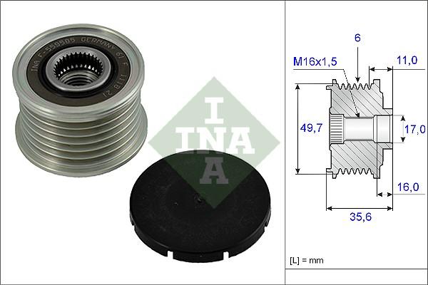 INA 535 0016 10 - Шкив генератора, муфта autosila-amz.com