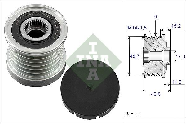 INA 535 0038 10 - Шкив генератора, муфта autosila-amz.com