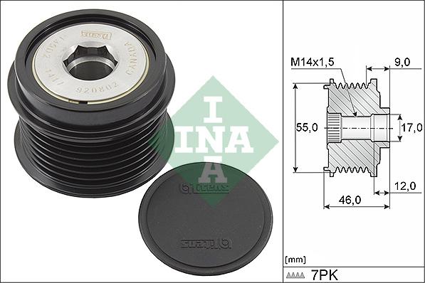 INA 535 0198 10 - Шкив генератора, муфта autosila-amz.com