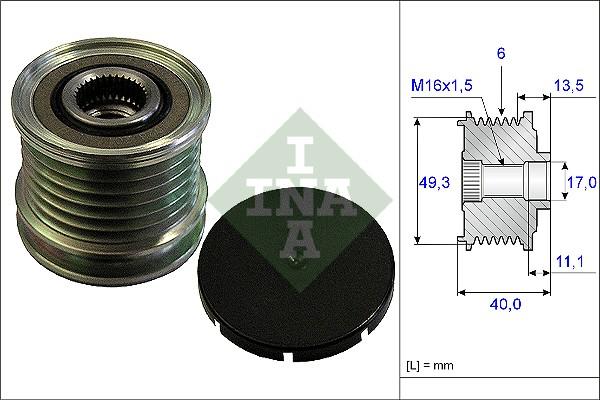 INA 535 0166 10 - Шкив генератора, муфта autosila-amz.com