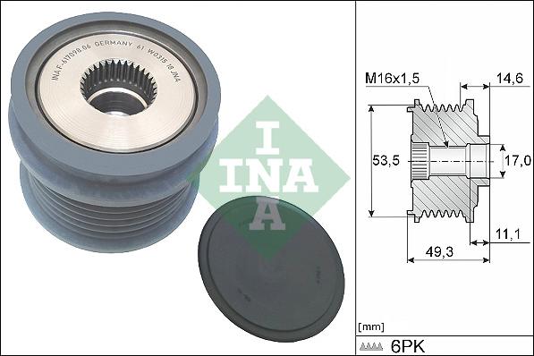 INA 535 0364 10 - Шкив генератора, муфта autosila-amz.com