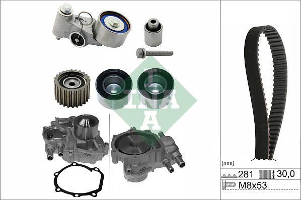 INA 530 0563 30 - Водяной насос + комплект зубчатого ремня ГРМ autosila-amz.com