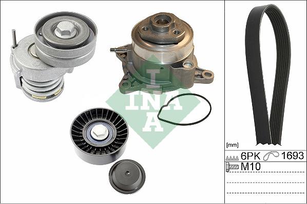 INA 529 0534 30 - Водяной насос + комплект ручейковых ремней autosila-amz.com