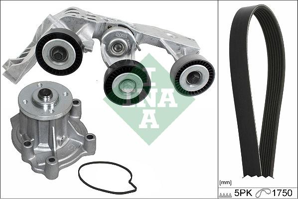 INA 529 0081 31 - Водяной насос + комплект ручейковых ремней autosila-amz.com