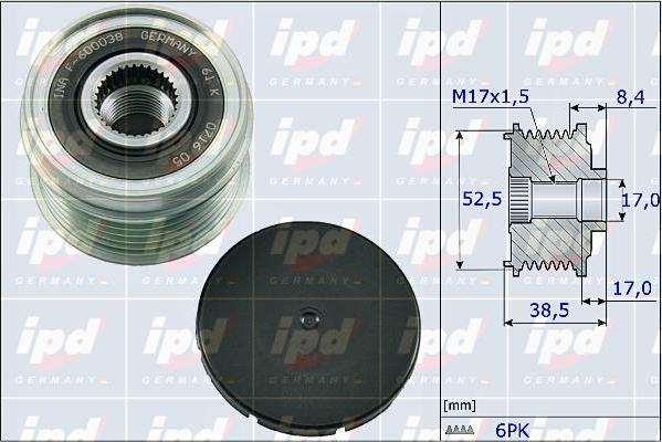 IPD 15-4097 - Шкив генератора, муфта autosila-amz.com
