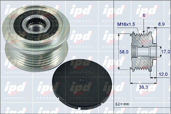 IPD 15-4001 - Шкив генератора, муфта autosila-amz.com