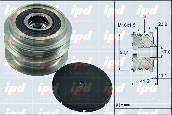 IPD 15-3990 - Шкив генератора, муфта autosila-amz.com