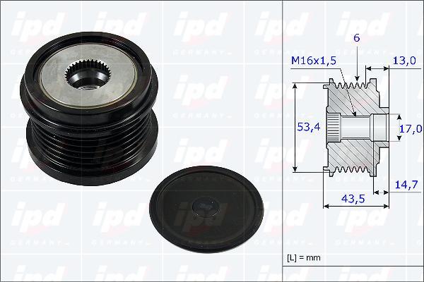 IPD 15-3805 - Шкив генератора, муфта autosila-amz.com