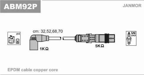 Janmor ABM92P - Комплект проводов зажигания autosila-amz.com