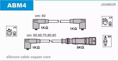 Janmor ABM4 - Комплект проводов зажигания autosila-amz.com