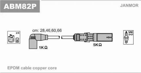 Janmor ABM82P - компл. высоковольт. проводов Audi autosila-amz.com