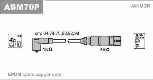 Janmor ABM70P - Комплект проводов зажигания autosila-amz.com