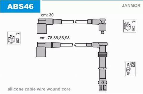 Janmor ABS46 - Комплект проводов зажигания autosila-amz.com