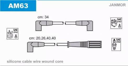 Janmor AM63 - Комплект проводов зажигания autosila-amz.com