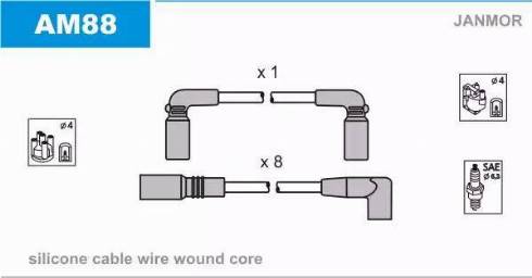 Janmor AM88 - Комплект проводов зажигания autosila-amz.com