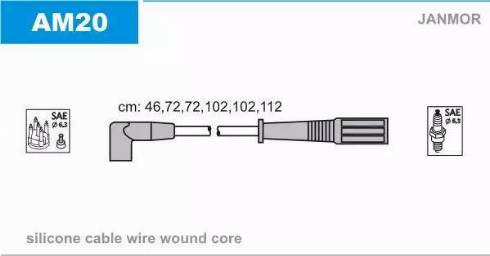 Janmor AM20 - Комплект проводов зажигания autosila-amz.com