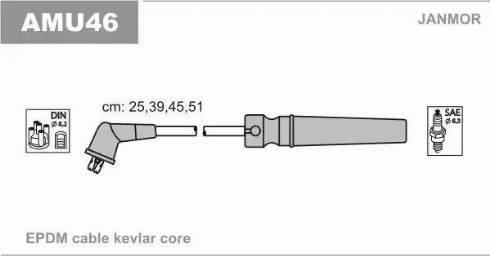Janmor AMU46 - Комплект проводов зажигания autosila-amz.com
