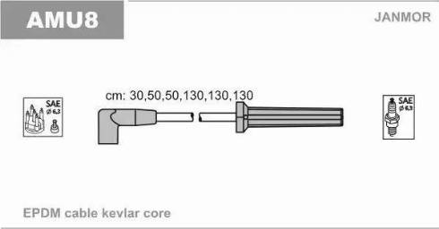 Janmor AMU8 - Комплект проводов зажигания autosila-amz.com