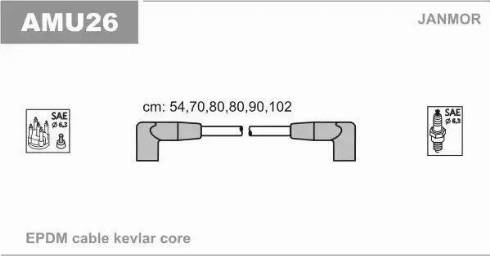 Janmor AMU26 - Комплект проводов зажигания autosila-amz.com