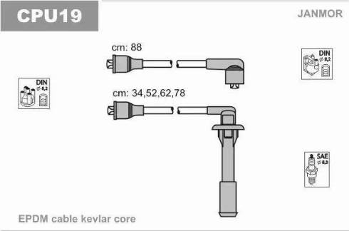 Janmor CPU19 - Комплект проводов зажигания autosila-amz.com