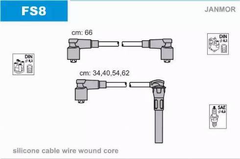 Janmor FS8 - Комплект проводов зажигания autosila-amz.com