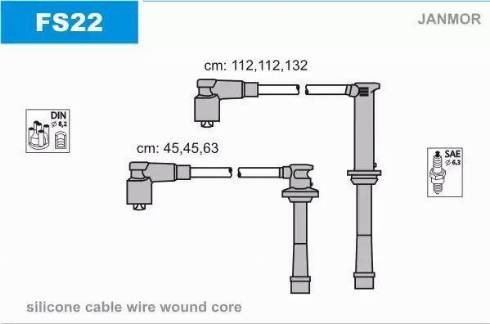 Janmor FS22 - Комплект проводов зажигания autosila-amz.com