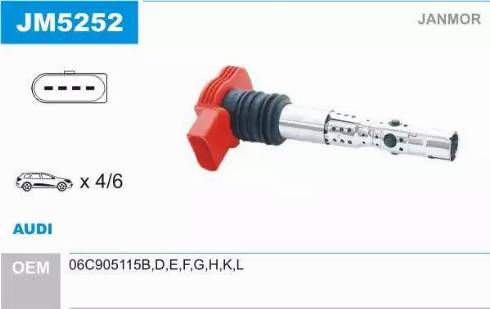 Janmor JM5252 - Катушка зажигания autosila-amz.com