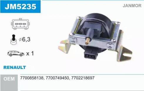 Janmor JM5235 - Катушка зажигания autosila-amz.com