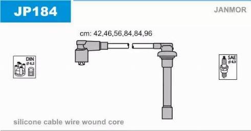 Janmor JP184 - Комплект проводов зажигания autosila-amz.com