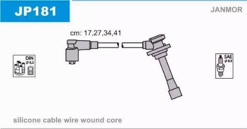 Janmor JP181 - Комплект проводов зажигания autosila-amz.com