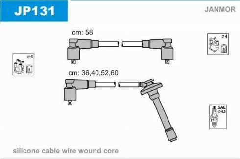 Janmor JP131 - Комплект проводов зажигания autosila-amz.com