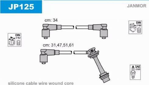 Janmor JP125 - Комплект проводов зажигания autosila-amz.com