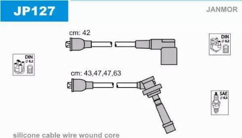Janmor JP127 - Комплект проводов зажигания autosila-amz.com