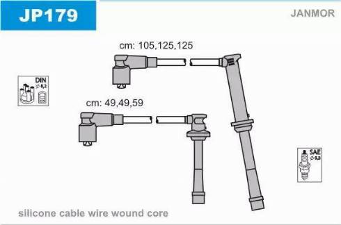 Janmor JP179 - Комплект проводов зажигания autosila-amz.com