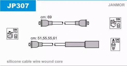 Janmor JP307 - Комплект проводов зажигания autosila-amz.com
