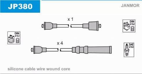Janmor JP380 - Комплект проводов зажигания autosila-amz.com