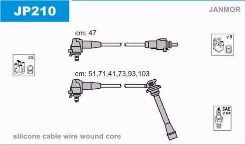 Janmor JP210 - Комплект проводов зажигания autosila-amz.com