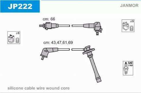 Janmor JP222 - Комплект проводов зажигания autosila-amz.com